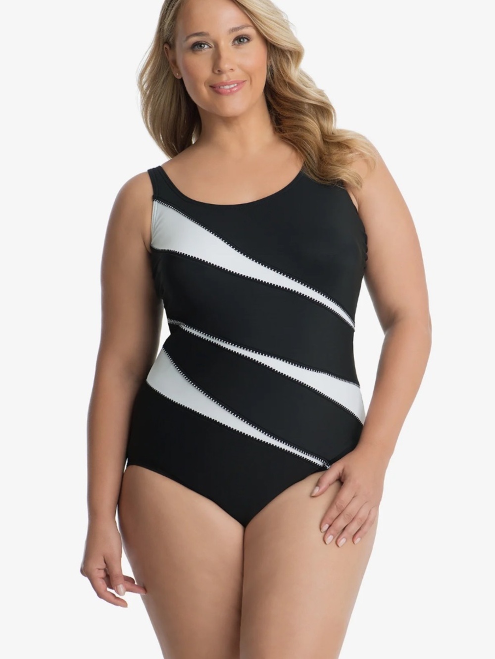 Miraclesuit Helix Colorblock One-Piece Swimsuit 20W Tummy Control Beach Resort